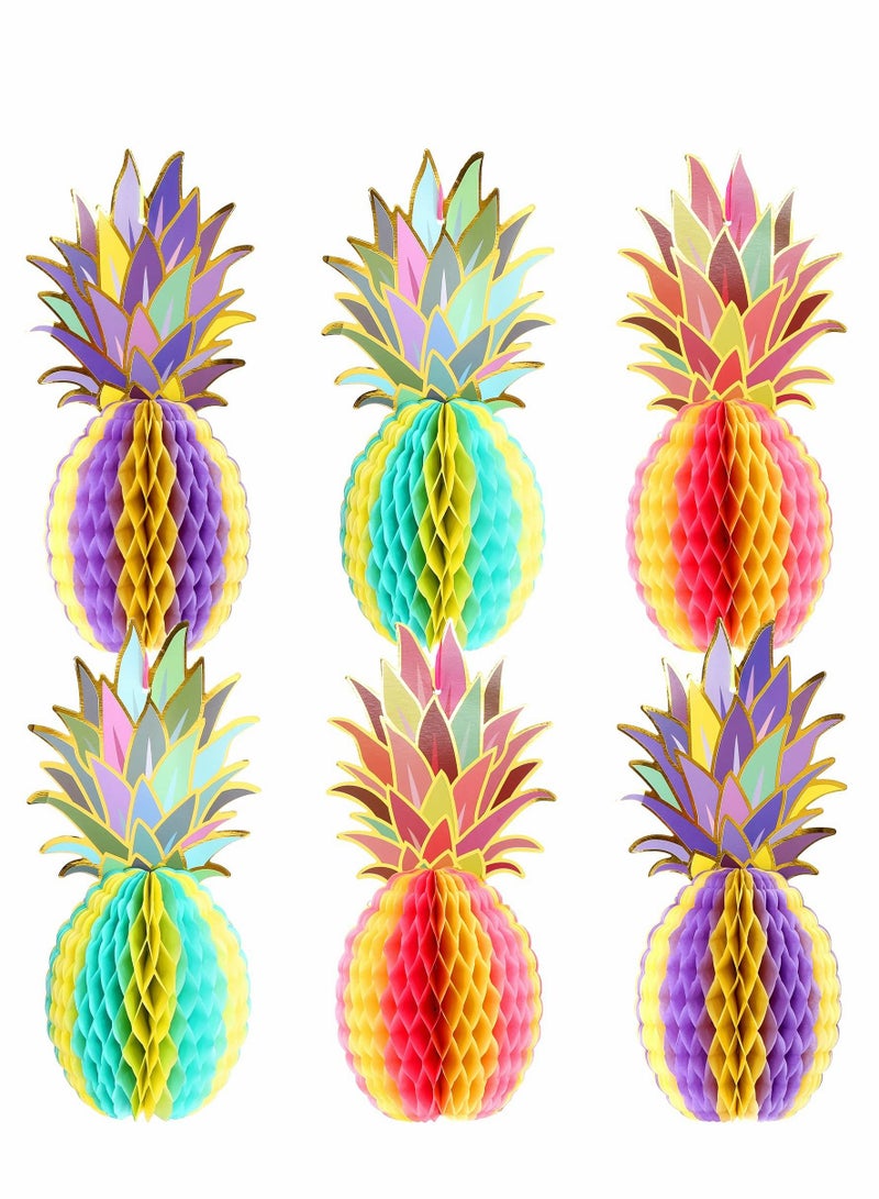 Excefore قرص العسل الأناناس لتزيين الحفلات، 6 قطع 12 بوصة زينة جدارية من ورق الأنسجة الملون لجدول الحفلات الإستوائية هاواي لو أو لوازم الزفاف ديكور المنزل - Image 1