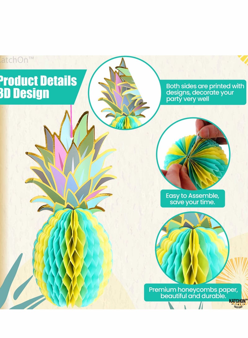 Excefore قرص العسل الأناناس لتزيين الحفلات، 6 قطع 12 بوصة زينة جدارية من ورق الأنسجة الملون لجدول الحفلات الإستوائية هاواي لو أو لوازم الزفاف ديكور المنزل - Image 5