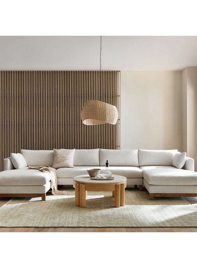 هومزمارت كنبة دائرية خشب سويدي و مخمل - اوف وايت - Image 1