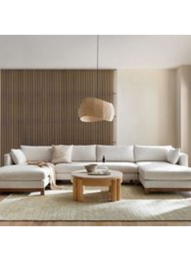 هومزمارت كنبة دائرية خشب سويدي و مخمل - اوف وايت - Image 3