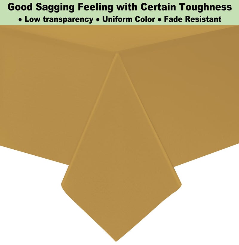 rebdng Plastic Gold Tablecloths 3 Pack Disposable Table Covers 54 x 108 Inch Golden Table Cloths for Fall Parties Harvest Graduations Anniversary Thanksgivings Weddings  Fits 6 to 8 Foot Rectangle Tables - Image 3
