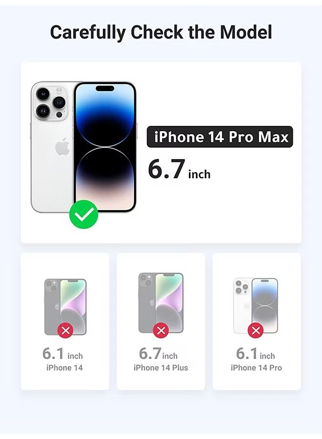 إيف جراب iPhone 14 Pro Max مقاس 6.7 بوصة مضاد للاصفرار عسكري صلب مضاد للانفجار من الخلف جراب كريستال رفيع للغاية مضاد للسقوط ومضاد للصدمات ومضاد للخدش لهاتف iPhone 14 Pro Max أسود - Image 2