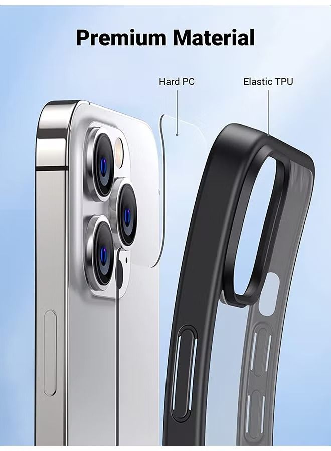 إيف جراب iPhone 14 Pro Max مقاس 6.7 بوصة مضاد للاصفرار عسكري صلب مضاد للانفجار من الخلف جراب كريستال رفيع للغاية مضاد للسقوط ومضاد للصدمات ومضاد للخدش لهاتف iPhone 14 Pro Max أسود - Image 4