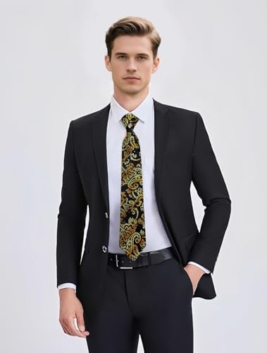 YourTies Gold Black Ties for Men Silk Paisley Men's Necktie Woven Jacquard Formal Business Party Wedding Designer - Image 3