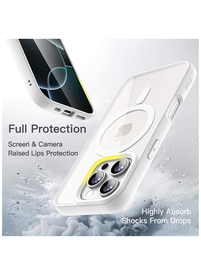 Denx Magnetic Case for iPhone 16 Pro Case, Compatible with MagSafe, Plating Luxury Cover, Clear Soft TPU Shockproof Protective Phone Case, (White) - Image 3