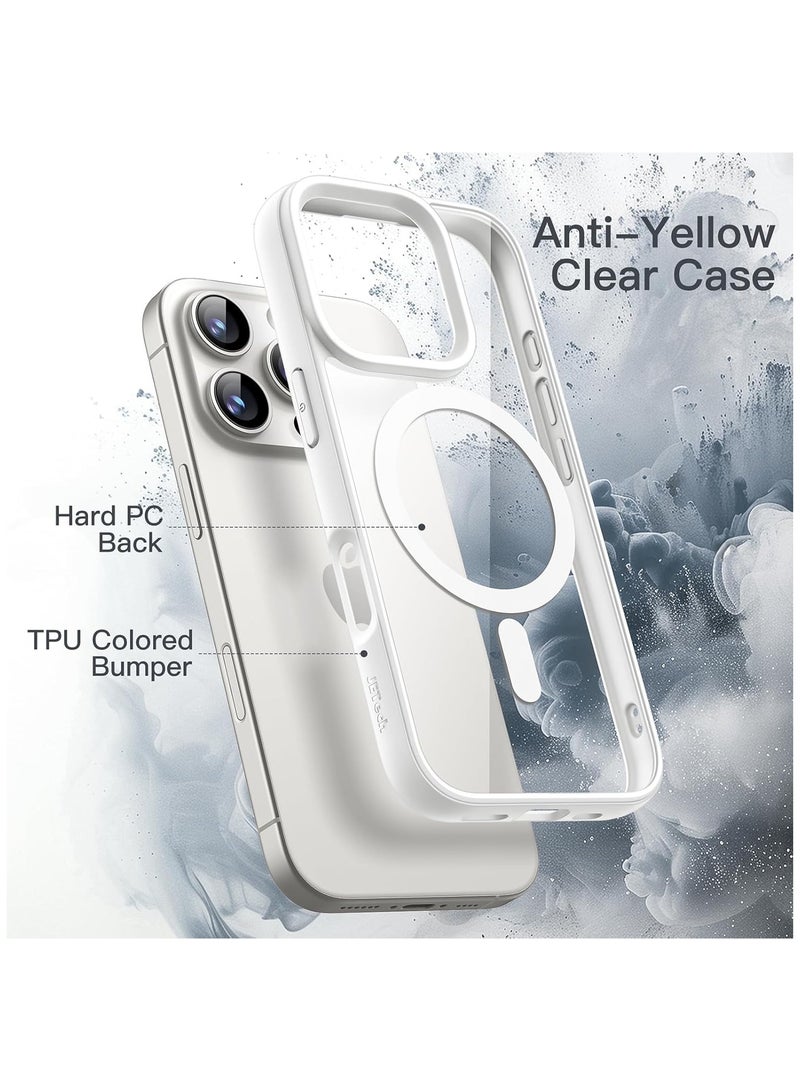 Denx Magnetic Case for iPhone 16 Pro Case, Compatible with MagSafe, Plating Luxury Cover, Clear Soft TPU Shockproof Protective Phone Case, (White) - Image 4
