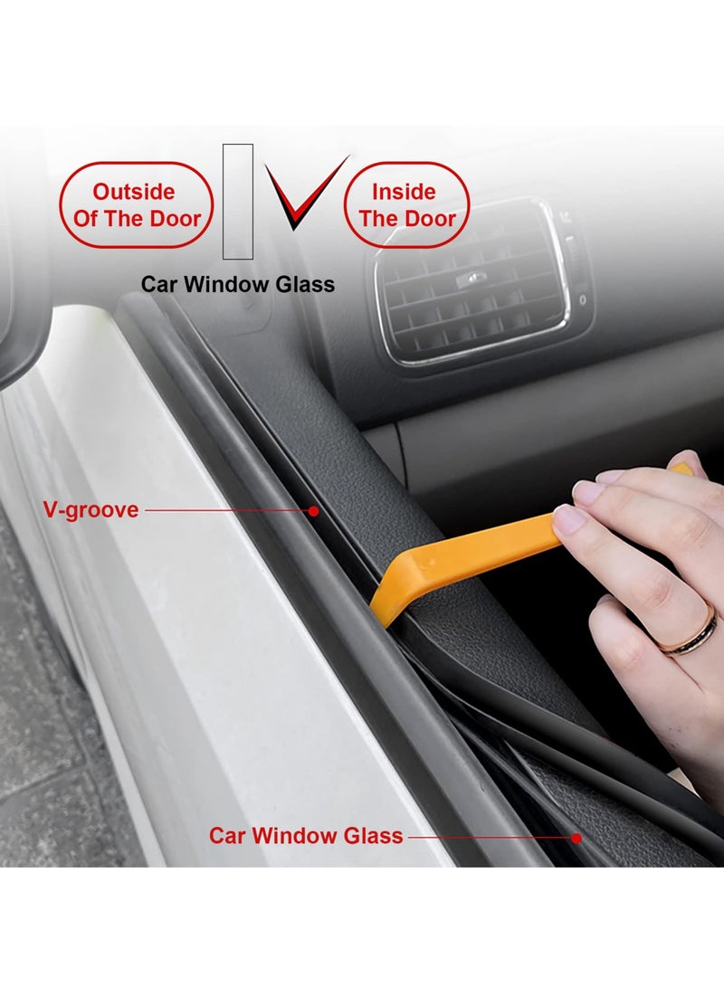 Auto Window Sealing Strip, 3.6m/11.8ft Auto Glass Adhesive Strip, V-Window Seal Universal Self Adhesive Suitable for Windproof, Vibration Abnormal Noise, Noise Reduction
