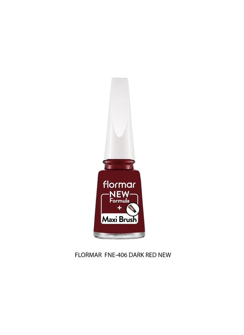 فلورمار Flormar Classic Nail Enamel With New Improved Formula And Thicker Brush - 406 Dark Red