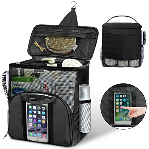 Attmu Mesh Shower Caddy Portable Dorm Tote Bag, Quick Dry Hanging Toiletry Bag, Large Capacity Shower Bag for College Dorm Room Essentials for Boys and Girls for Bath Camping (Black) - Image 1