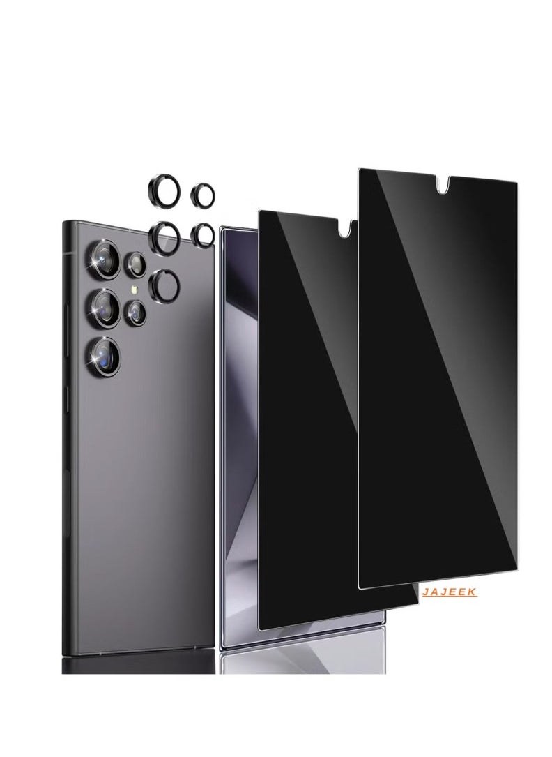 JAJEEK - Compatible with Samsung Galaxy S24 Ultra Privacy Screen Protector – Tempered Glass with CD Texture Black, Camera Lens Protection, Supports Fingerprint ID, Anti-Spy, 9H Hardness for S24 Ultra - Image 1