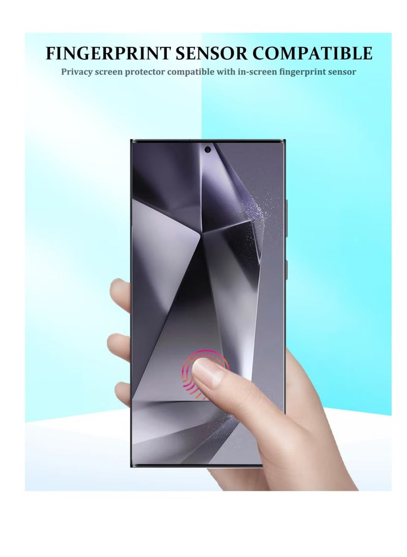 JAJEEK - Compatible with Samsung Galaxy S24 Ultra Privacy Screen Protector – Tempered Glass with CD Texture Black, Camera Lens Protection, Supports Fingerprint ID, Anti-Spy, 9H Hardness for S24 Ultra - Image 1