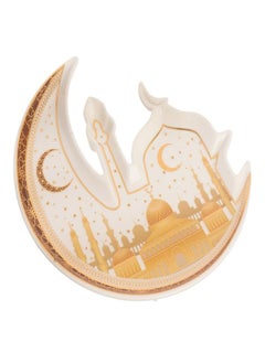 Akher el Ankoud Porcelain plate in the shape of a crescent moon and a mosque  - Image 1
