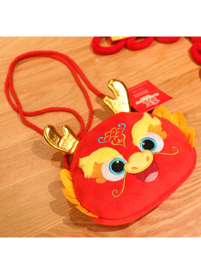 Dragon Year Mascot Dragon Hat Dragon Wallet Dragon Pendant Plush Toy Zodiac Dragon Doll Opening Red Gift-Specifications:Round Dragon Wallet  - Image 1