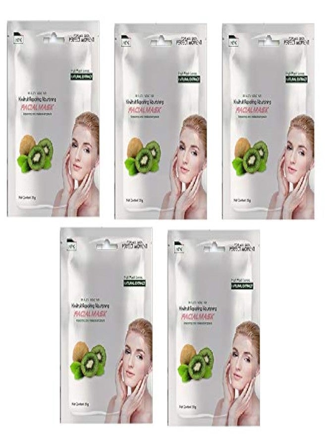 MOND'SUB Kiwi Fruit Beauty Skin Care Face Sheet Facial Mask with Natural Extract Repairing and Moisturizing 25gm each for Women and Men (Pack of 5) - Image 1