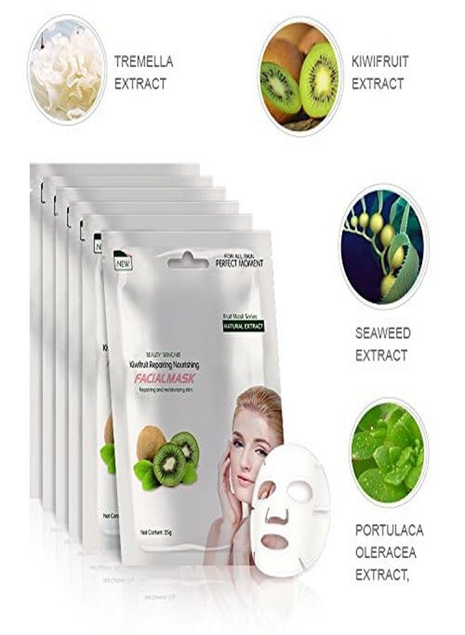 MOND'SUB Kiwi Fruit Beauty Skin Care Face Sheet Facial Mask with Natural Extract Repairing and Moisturizing 25gm each for Women and Men (Pack of 5) - Image 4