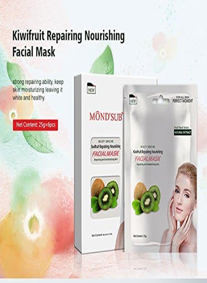 MOND'SUB Kiwi Fruit Beauty Skin Care Face Sheet Facial Mask with Natural Extract Repairing and Moisturizing 25gm each for Women and Men (Pack of 5) - Image 3