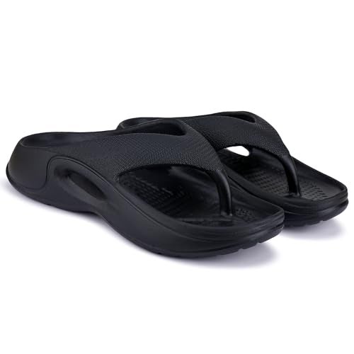 BERSACHE Lightweight Stylish Flip Flop with Sole for Men (Black) - Image 1