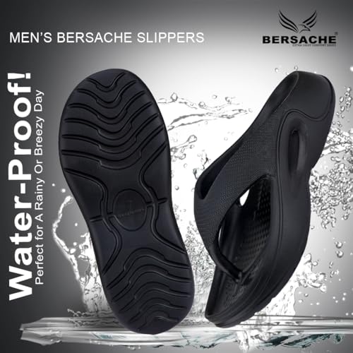 BERSACHE Lightweight Stylish Flip Flop with Sole for Men (Black) - Image 4