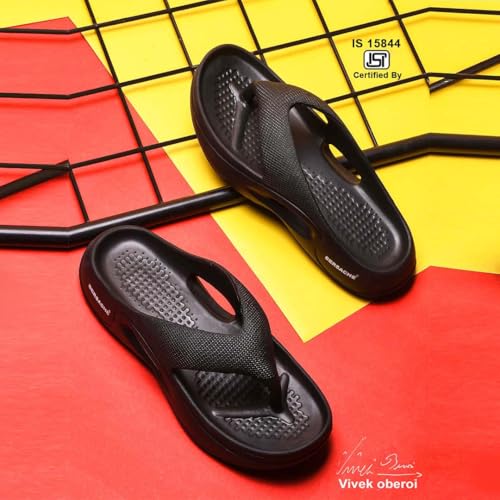 BERSACHE Lightweight Stylish Flip Flop with Sole for Men (Black) - Image 3