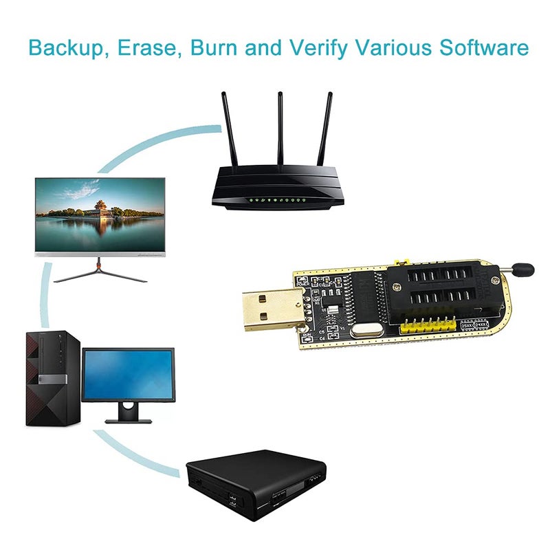 KeeYees SOP8 SOIC8 Test Clip and CH341A USB Programmer Flash for Most of 24 25 Series BIOS Chip with PDF Tutorial - Image 2