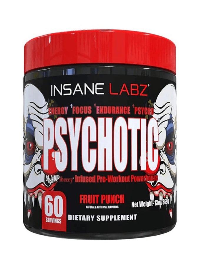 Insane labz Insane Labz Psychotic, High Stimulant Pre Workout Powder, Extreme Lasting Energy, Focus and Endurance with Beta Alanine, Creatine Monohydrate DMAE, 60 Srvgs (Fruit Punch)  - Image 1