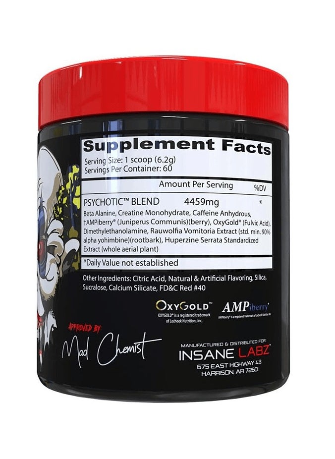 Insane labz Insane Labz Psychotic, High Stimulant Pre Workout Powder, Extreme Lasting Energy, Focus and Endurance with Beta Alanine, Creatine Monohydrate DMAE, 60 Srvgs (Fruit Punch)  - Image 2