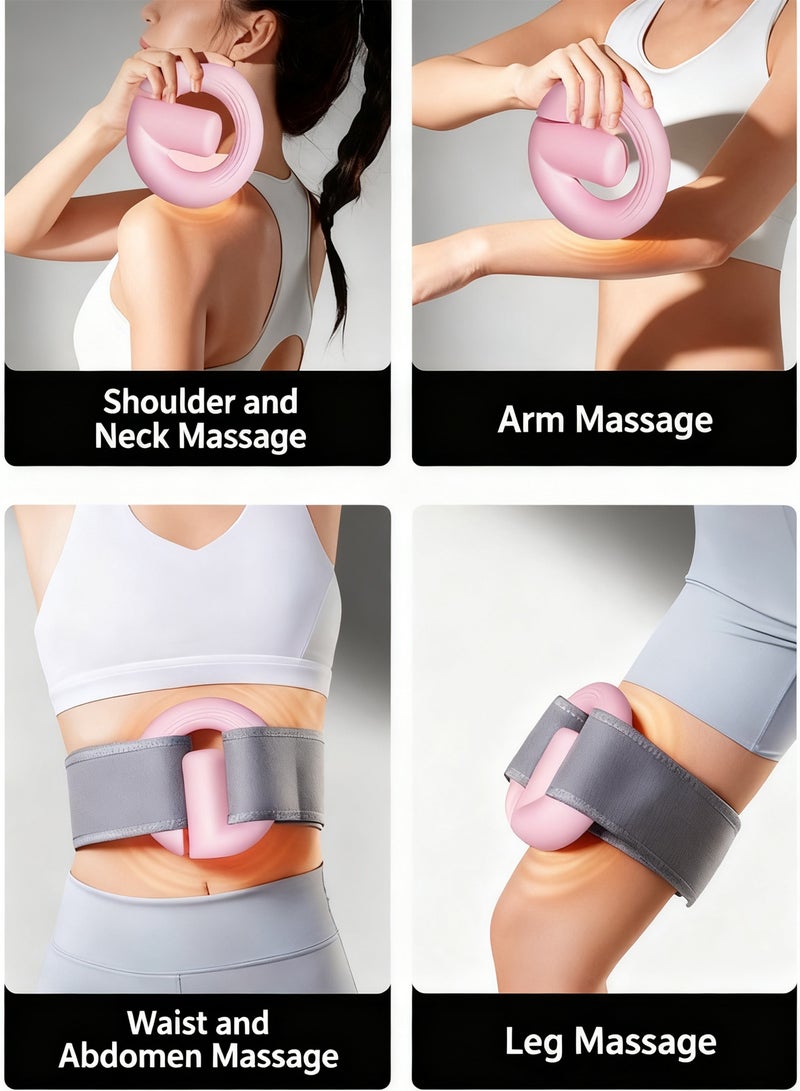 HomKawt G-Shaped Pink Portable Massage Gun with Belt -3-Speed Hands-Free Percussion Massager Ring for Full Body Muscle Relief - Image 4