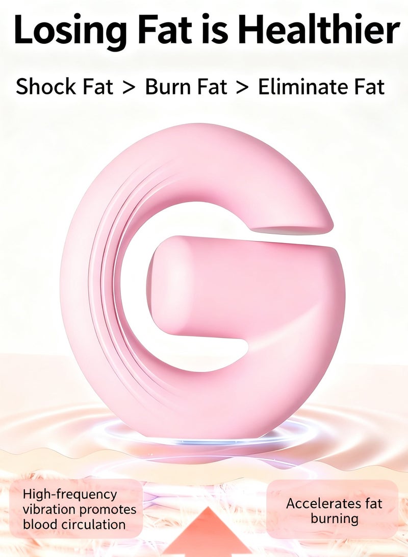 HomKawt G-Shaped Pink Portable Massage Gun with Belt -3-Speed Hands-Free Percussion Massager Ring for Full Body Muscle Relief - Image 2