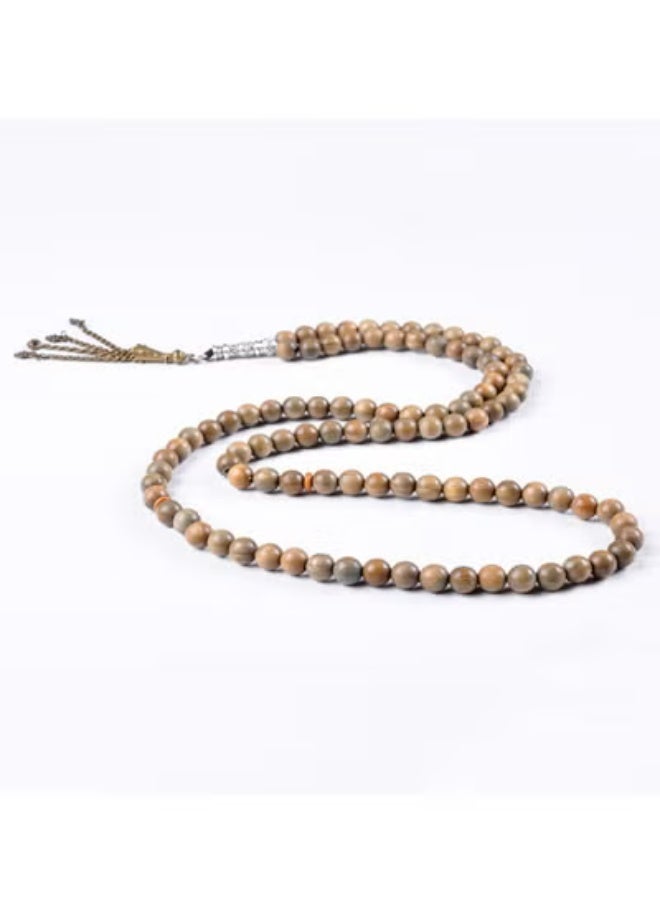 هلالفل مسبحة صلاة إسلامية من خشب بني، حجر اليشب، سبيكة الزنك، 33 حبة | مسبحة ذكر، مسبحة، مسبحة للجنسين | هدية عيد الفطر، رمضان، الحج، العمرة، مستلزمات الصلاة - Image 1