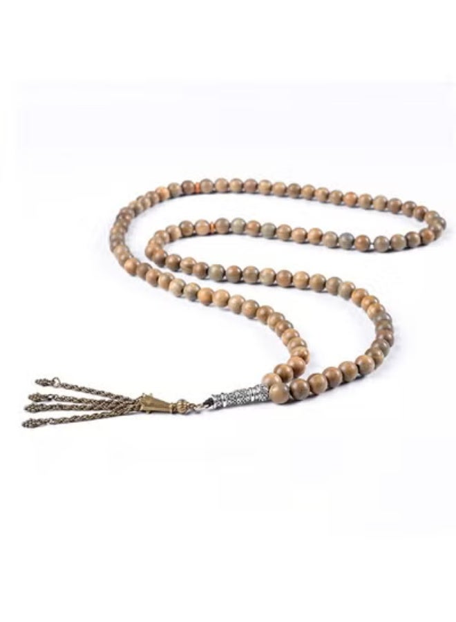 هلالفل مسبحة صلاة إسلامية من خشب بني، حجر اليشب، سبيكة الزنك، 33 حبة | مسبحة ذكر، مسبحة، مسبحة للجنسين | هدية عيد الفطر، رمضان، الحج، العمرة، مستلزمات الصلاة - Image 3