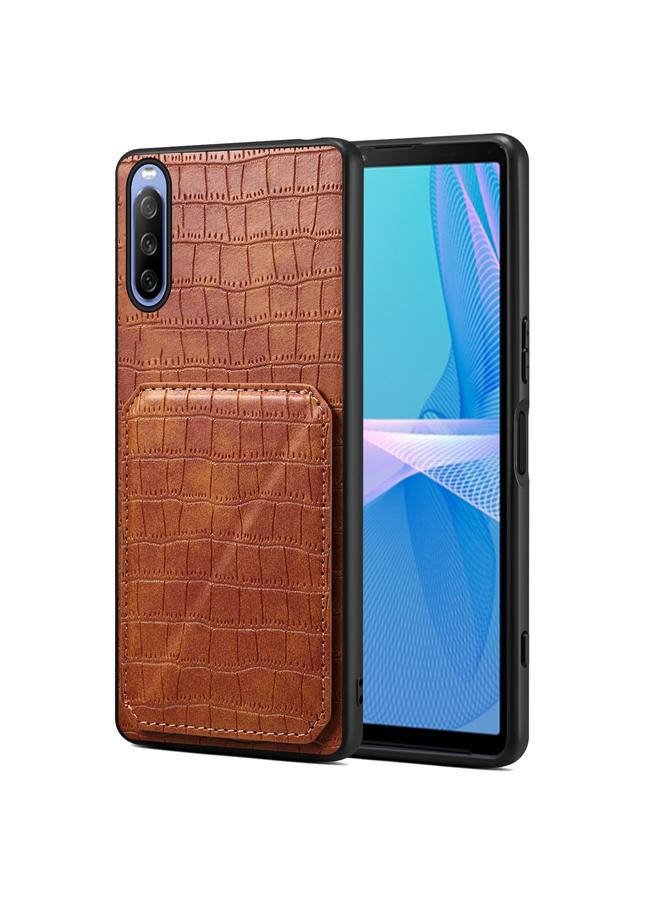 Case For Sony Xperia 10 IV Imitation Crocodile Leather Back Phone Case with Holder