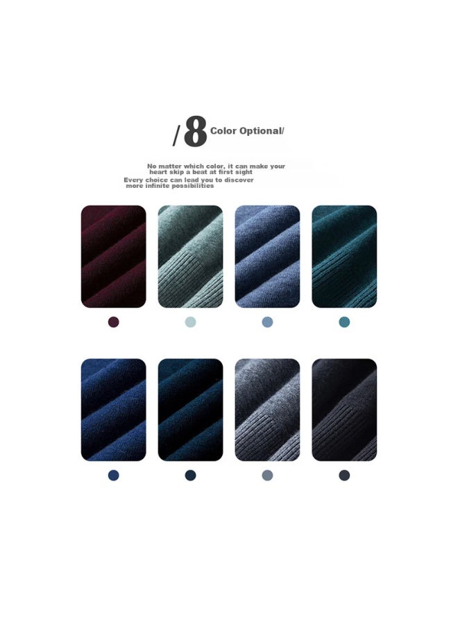 Montagut Horse Year Greeting Autumn And Winter Men's Knit Sweater Business Versatile Lapel Casual Sweater Men's T-shirt Navy Blue 2XL - Image 2