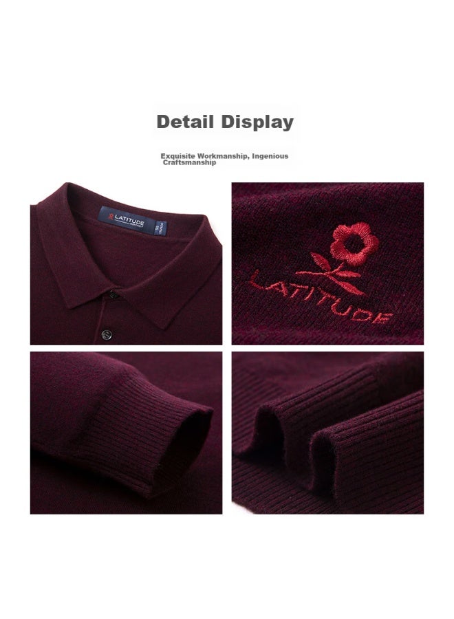 Montagut Horse Year Greeting Autumn And Winter Men's Knit Sweater Business Versatile Lapel Casual Sweater Men's T-shirt Navy Blue 2XL - Image 5