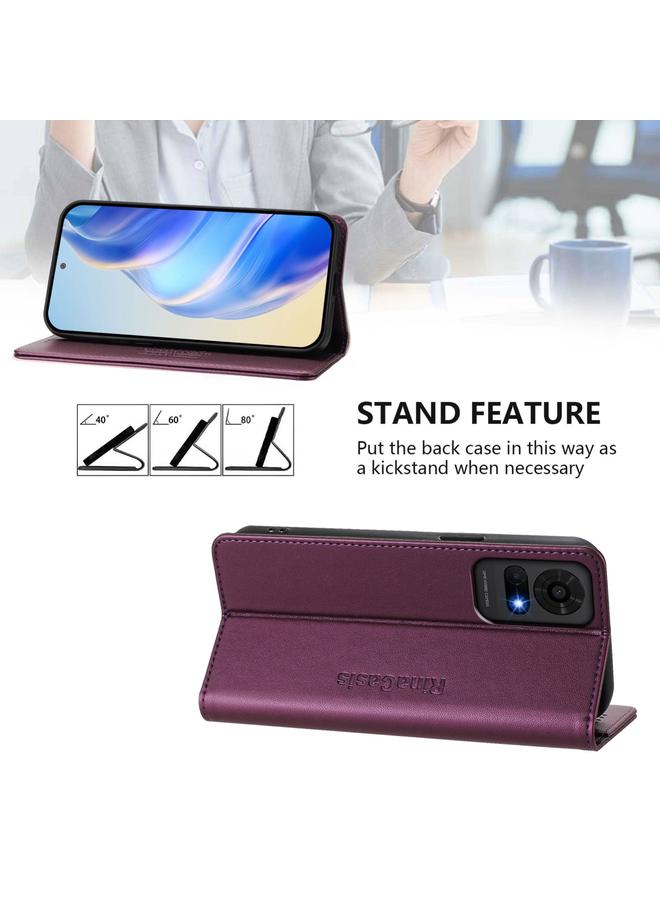 erorex Case For TCL 50 LE RC01 Dual-Folded Magnetic Suction RFID Leather Phone Case  - Image 4