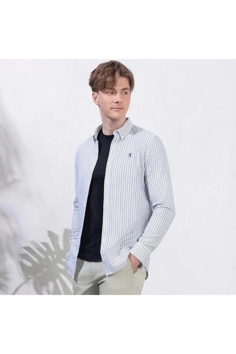 جيوردانو قميص أكسفورد رجالي بخطوط بيضاء