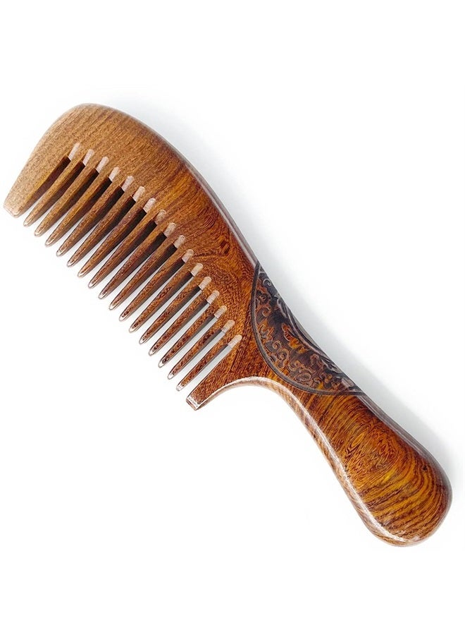 Sitronugras Wooden Comb Natural Handmade Comb, Fine Tooth Sandalwood Comb for Wavy hair,Thick hair, Thin hair, Straight hair, No Static No Snag Reduce Tangle Combs for Men Women Kids,Wooden Hair Comb - Image 1
