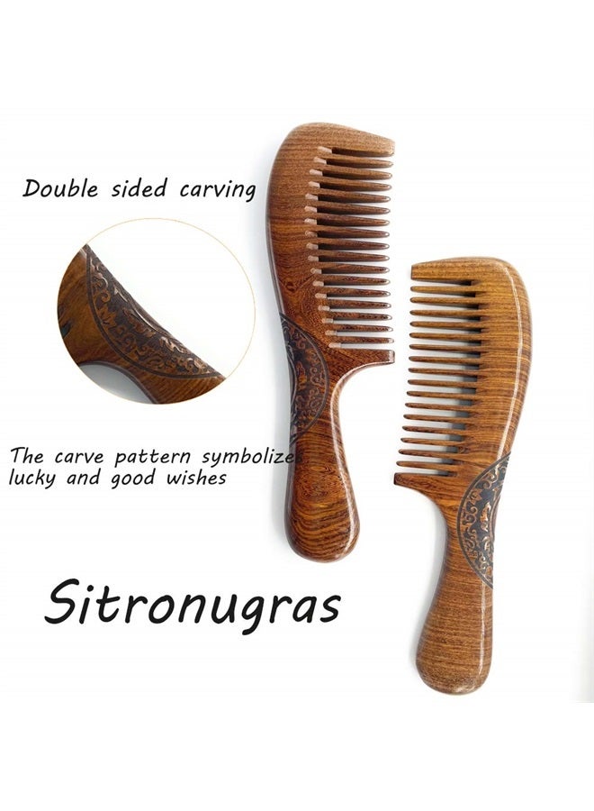 Sitronugras Wooden Comb Natural Handmade Comb, Fine Tooth Sandalwood Comb for Wavy hair,Thick hair, Thin hair, Straight hair, No Static No Snag Reduce Tangle Combs for Men Women Kids,Wooden Hair Comb - Image 5