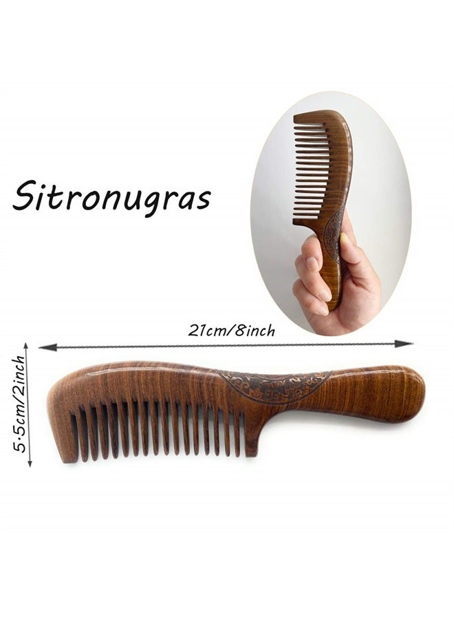 Sitronugras Wooden Comb Natural Handmade Comb, Fine Tooth Sandalwood Comb for Wavy hair,Thick hair, Thin hair, Straight hair, No Static No Snag Reduce Tangle Combs for Men Women Kids,Wooden Hair Comb - Image 3