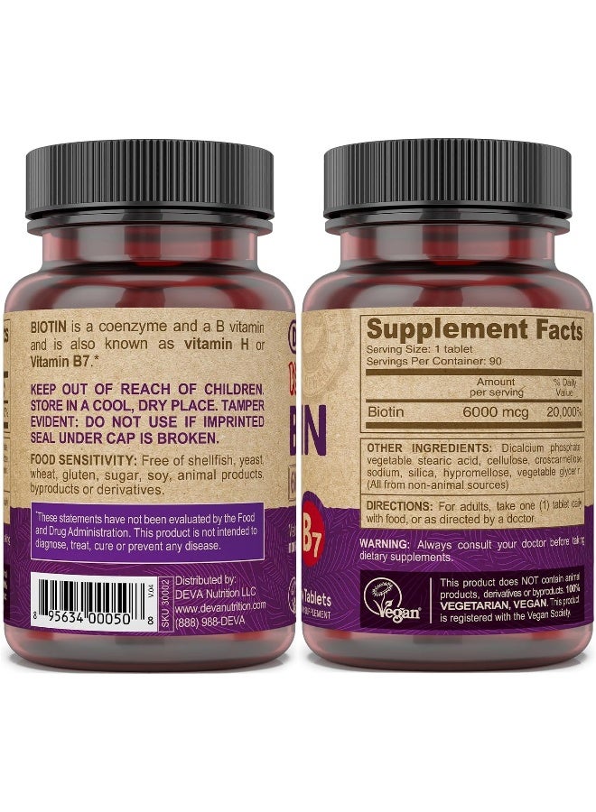 Deva Vegan Biotin Supplement 6000 MCG for Adults - Image 3