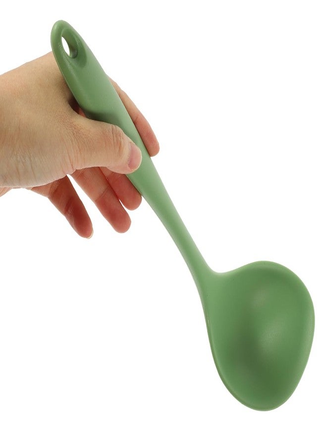 هيليلي ملعقة شوربة سيليكون من هيللي - مغرفة تقديم كبيرة للمطبخ المنزلي، لون أخضر أفوكادو، مقاومة للحرارة، 7.87 × 2.75 × 1.18 بوصة - Image 1