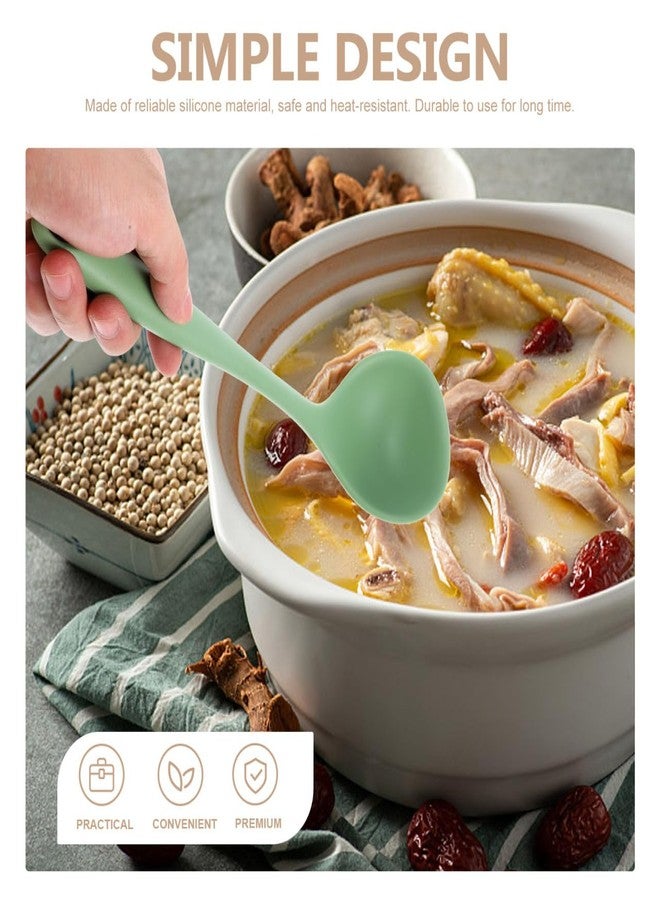 هيليلي ملعقة شوربة سيليكون من هيللي - مغرفة تقديم كبيرة للمطبخ المنزلي، لون أخضر أفوكادو، مقاومة للحرارة، 7.87 × 2.75 × 1.18 بوصة - Image 3