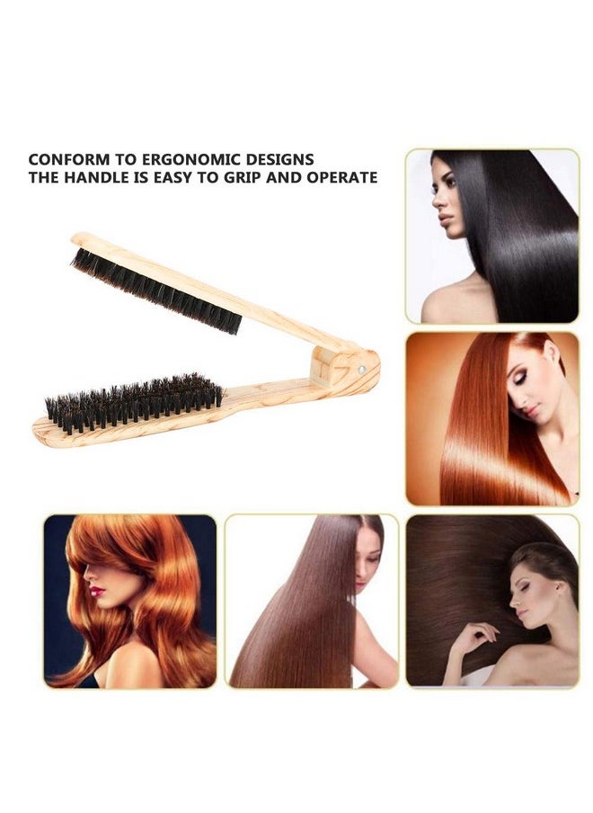 Mavis Laven - Hair Comb Hair Straightening Comb Styling Tools Boar Bristle Double Sided Brush Comb Clamp Professional V Shaped Hair Straightening Comb Clamp Styling Comb Hairdressing Tool - Image 1