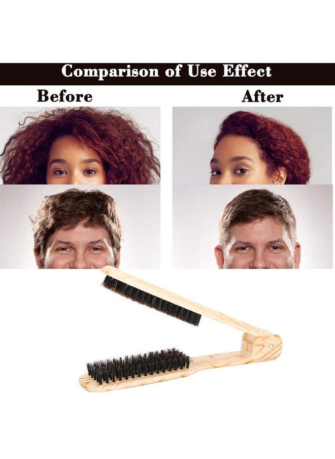 Mavis Laven - Hair Comb Hair Straightening Comb Styling Tools Boar Bristle Double Sided Brush Comb Clamp Professional V Shaped Hair Straightening Comb Clamp Styling Comb Hairdressing Tool - Image 1