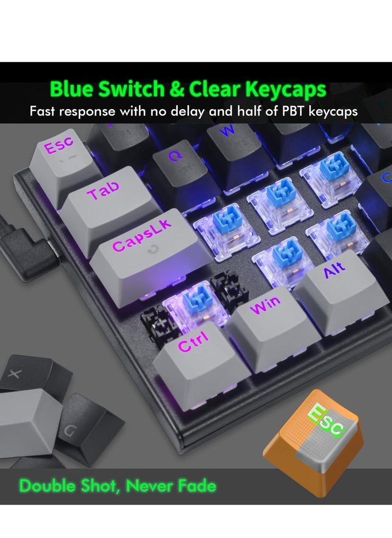 JeDEL - KL69 60% Gaming Mechanical Keyboard Compact – Rainbow LED Backlit – 61 Keys Arabic / English Key – Blue Switches –Double injection key caps Illumination – USB Wired | Black / Red - Image 1
