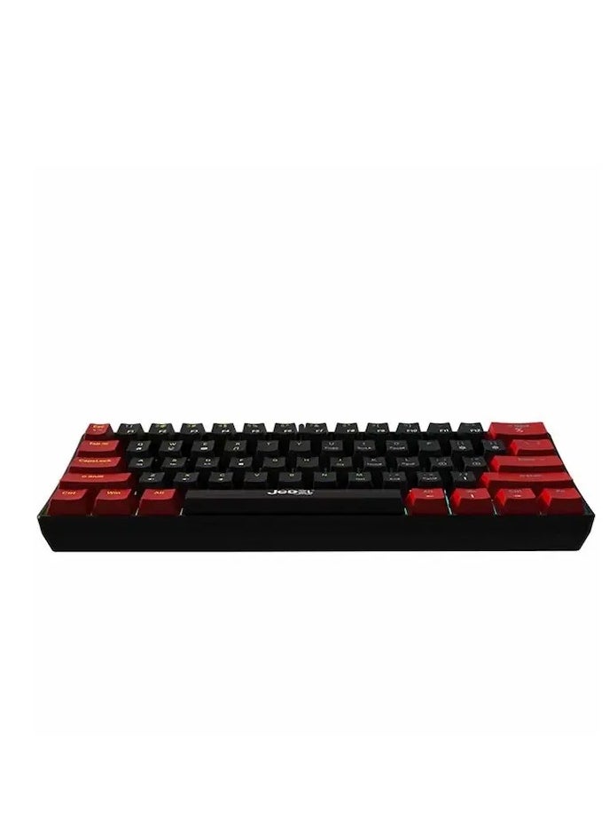 JeDEL - KL69 60% Gaming Mechanical Keyboard Compact – Rainbow LED Backlit – 61 Keys Arabic / English Key – Blue Switches –Double injection key caps Illumination – USB Wired | Black / Red - Image 1