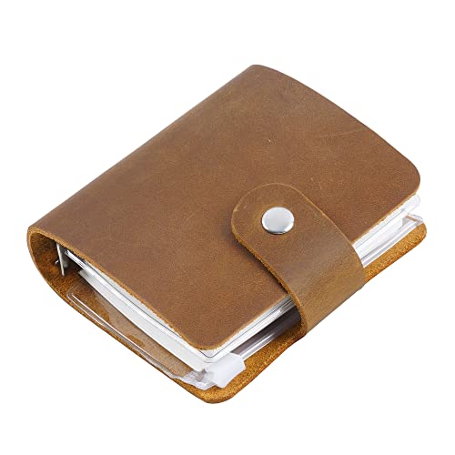AxeWoodz A9 Genuine Leather Journal, Brown Handmade Leather Pocket Size Binder Planner, Mini Vintage Leather Planner, 120 Sheets Pages, Loose Leaf 3-Ring with Snap Button Closure (Brown) - Image 1