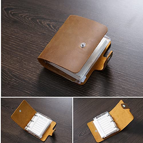 AxeWoodz A9 Genuine Leather Journal, Brown Handmade Leather Pocket Size Binder Planner, Mini Vintage Leather Planner, 120 Sheets Pages, Loose Leaf 3-Ring with Snap Button Closure (Brown) - Image 2
