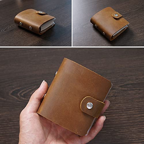 AxeWoodz A9 Genuine Leather Journal, Brown Handmade Leather Pocket Size Binder Planner, Mini Vintage Leather Planner, 120 Sheets Pages, Loose Leaf 3-Ring with Snap Button Closure (Brown) - Image 3