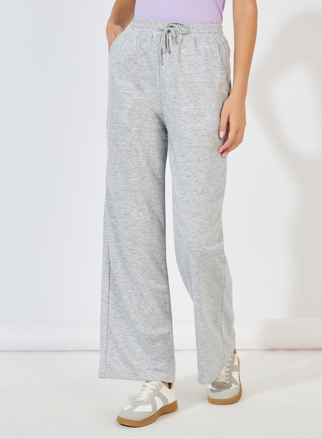 Styli Solid Wide Leg Joggers with Drawstring Closure  - Image 2