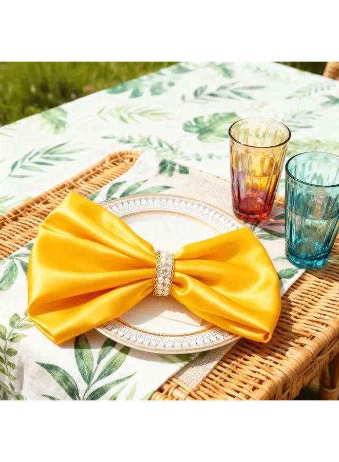 Adjustable Pearl Encrusted Napkin Rings Elegant Golden Wedding Party Formal Dining Decor - Image 1